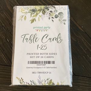 Wedding Table Number Cards